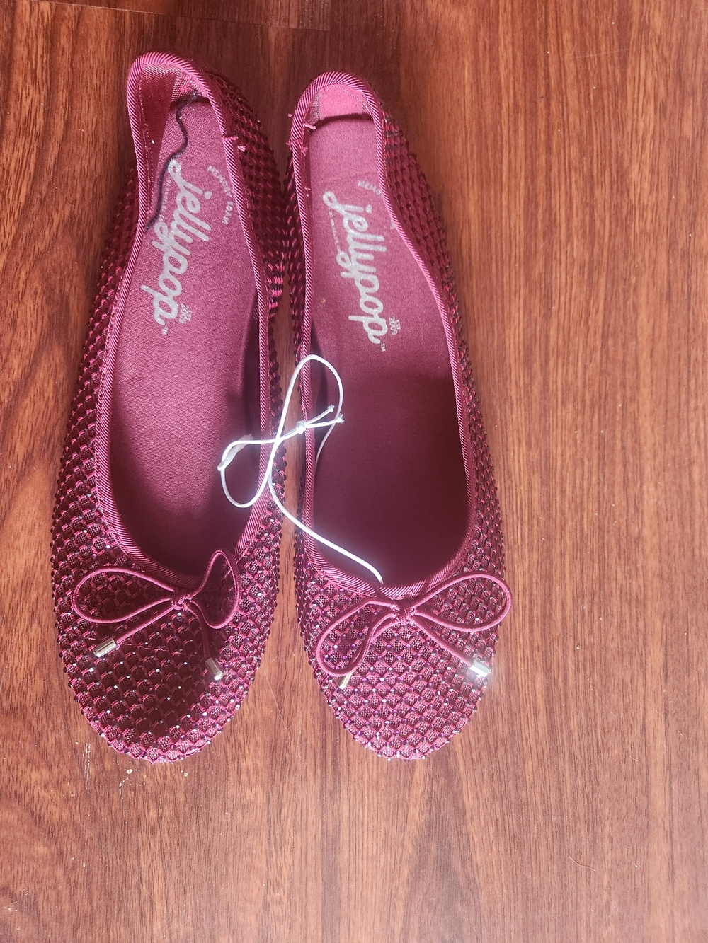 Jellypop Sparkle Burgundy Bow Ballet Flats
